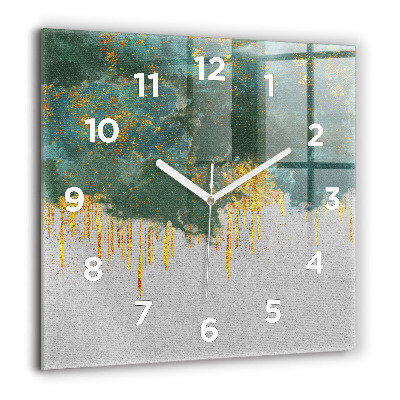 Ceas de sticlă pe perete pătrat Pene de pasăre colorate