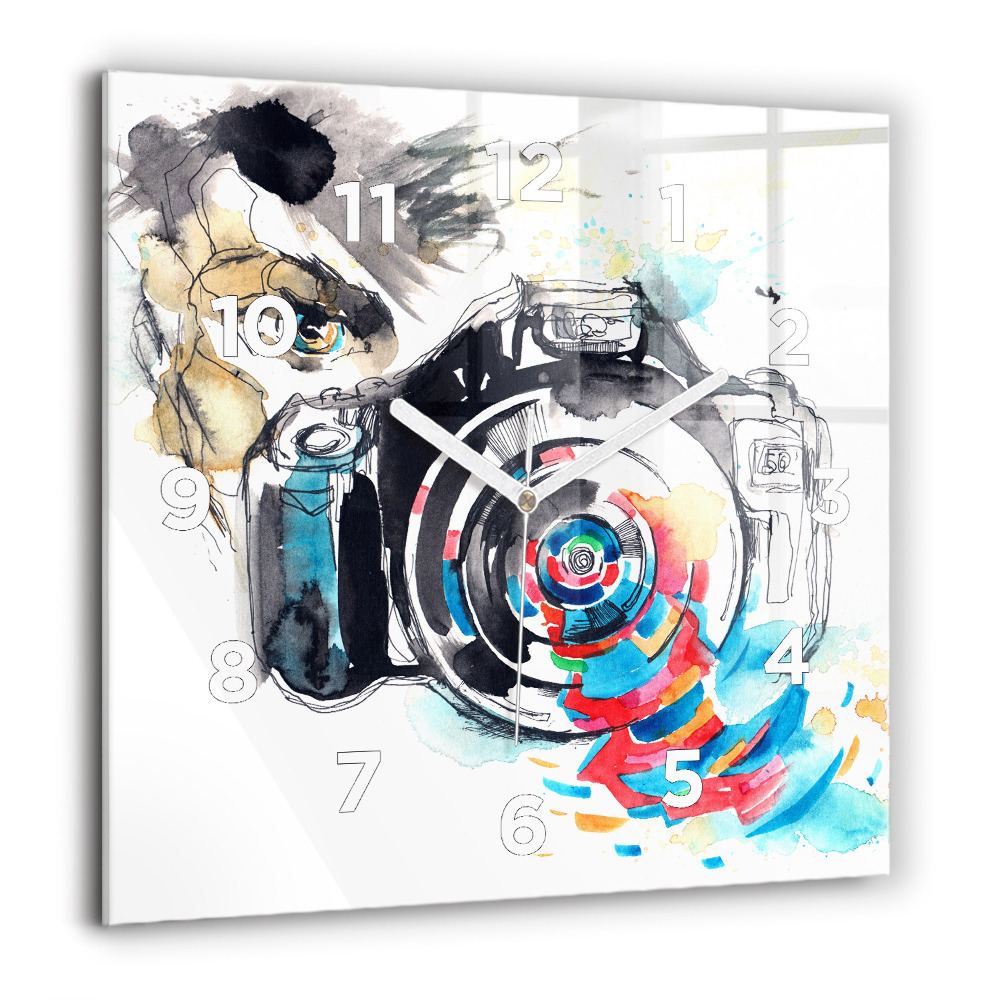 Ceas de sticlă pe perete pătrat Bețe de bambus