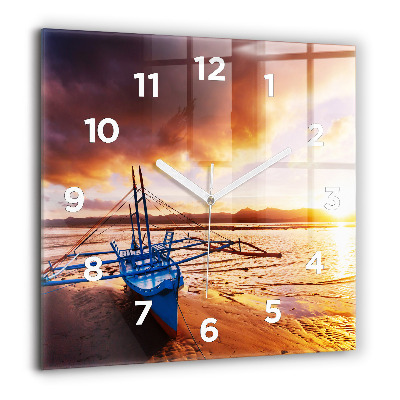 Ceas din sticlă pătrat Un călugăr care conduce elefanți