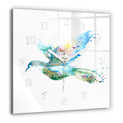 Ceas pătrat de perete din sticlă Bufniță simbol al înțelepciunii