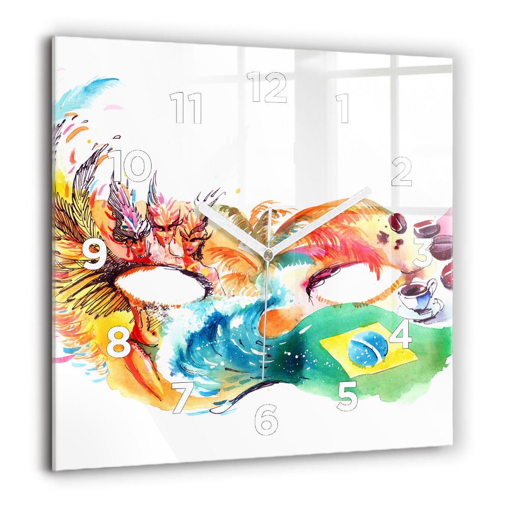 Ceas pătrat de perete din sticlă Femeie care bea ceai