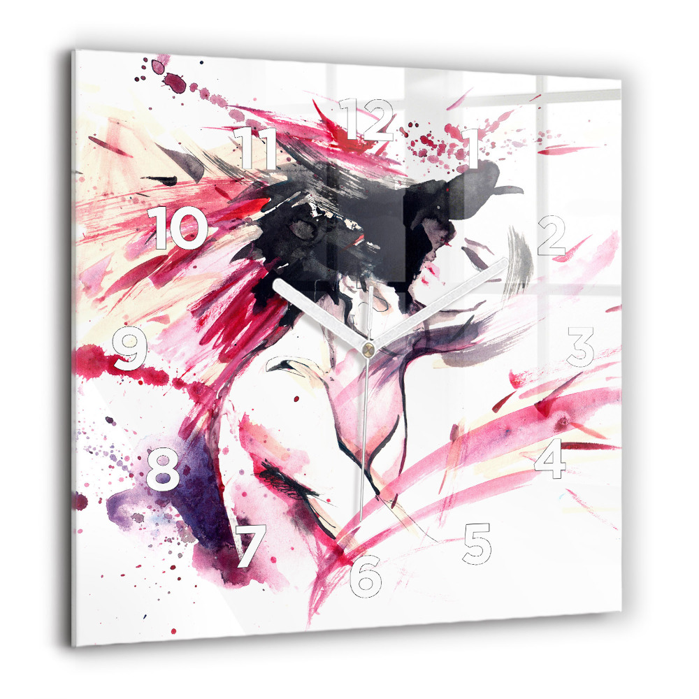 Ceas pătrat de perete din sticlă Căprioare la răsărit