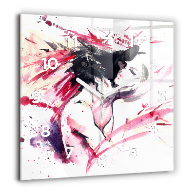 Ceas pătrat de perete din sticlă Căprioare la răsărit