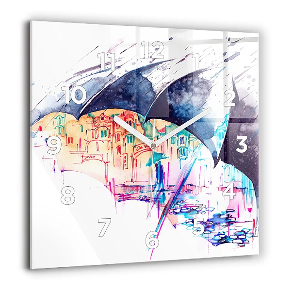 Ceas pătrat de perete din sticlă Portret abstract al unei femei