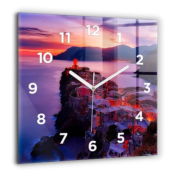 Ceas de sticlă pe perete pătrat Element de curgere a licidului