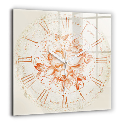 Ceas perete din sticlă pătrat motiv roman