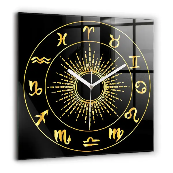Ceas pătrat de perete din sticlă Semne zodiacale