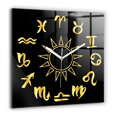 Ceas perete din sticlă pătrat Semne zodiacale