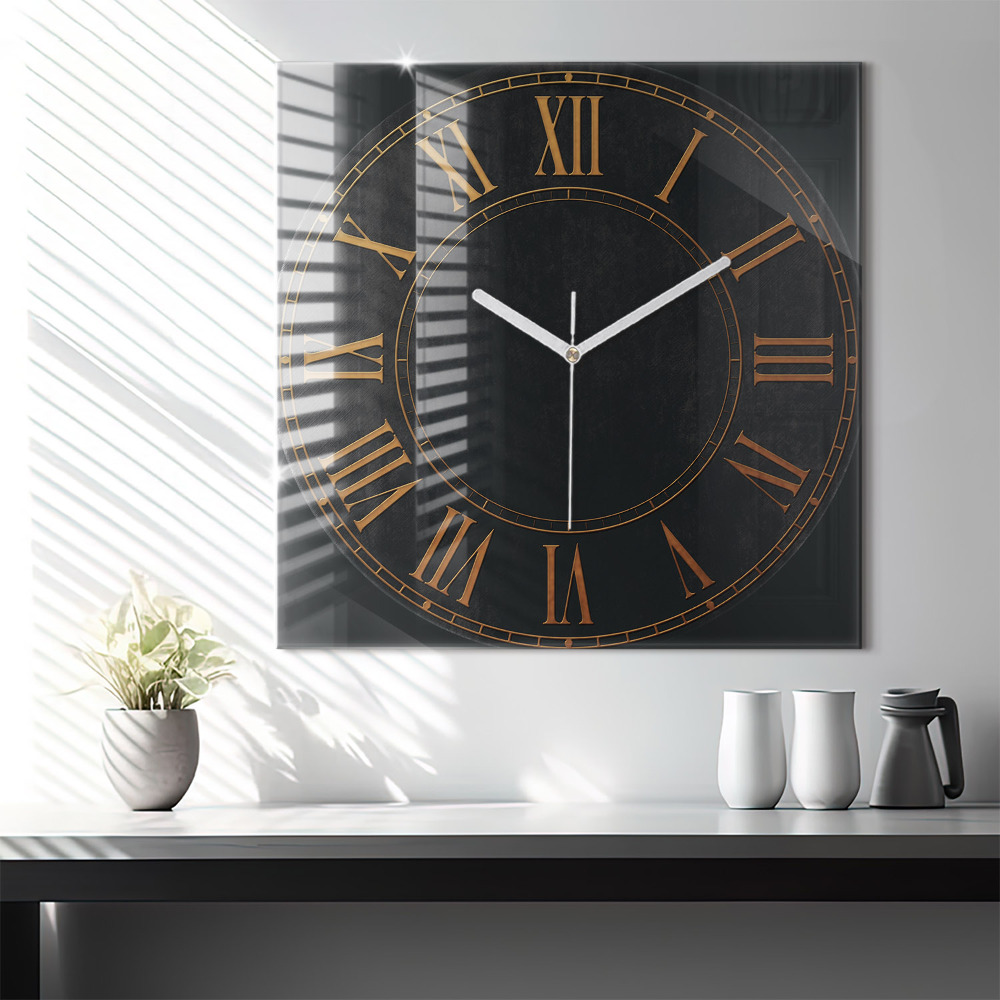 Ceas perete din sticlă pătrat Cifre romane vechi