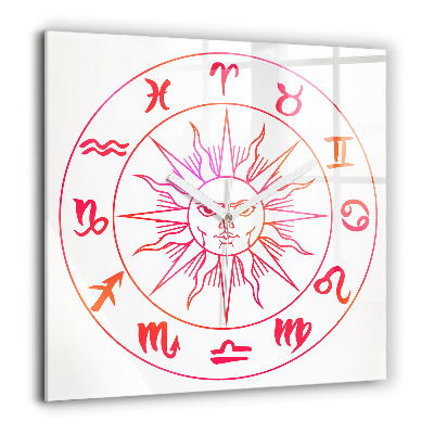Ceas din sticlă pătrat Semne zodiacale colorate