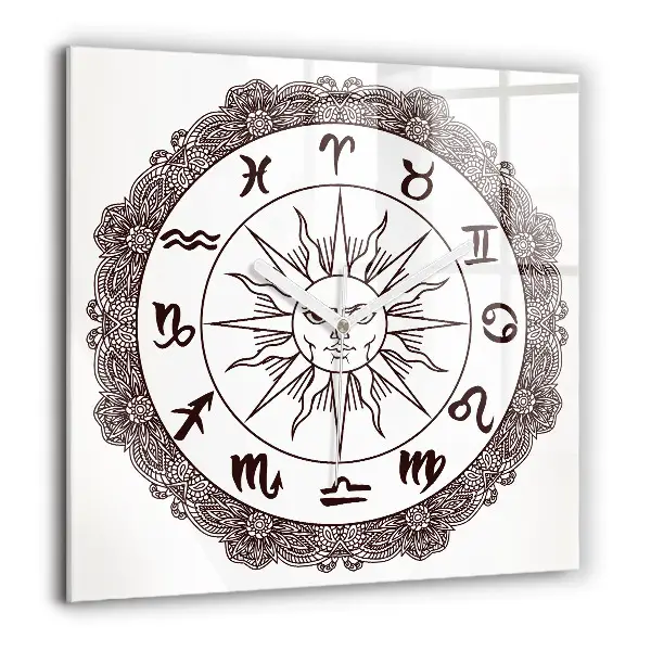 Ceas perete din sticlă pătrat Semn zodiacal decorativ