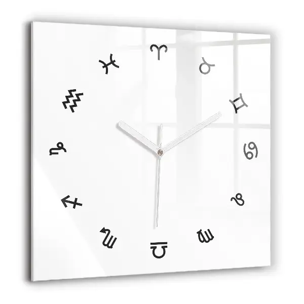 Ceas perete din sticlă pătrat Zodii minimaliste