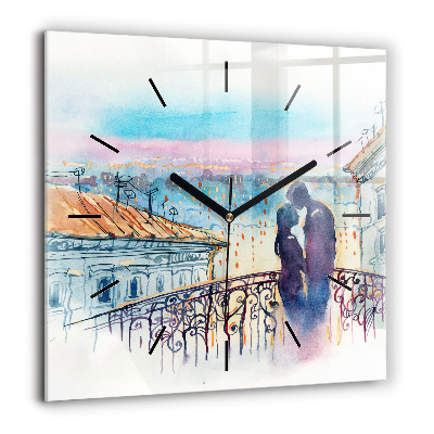 Ceas perete din sticlă pătrat Cavaler calare