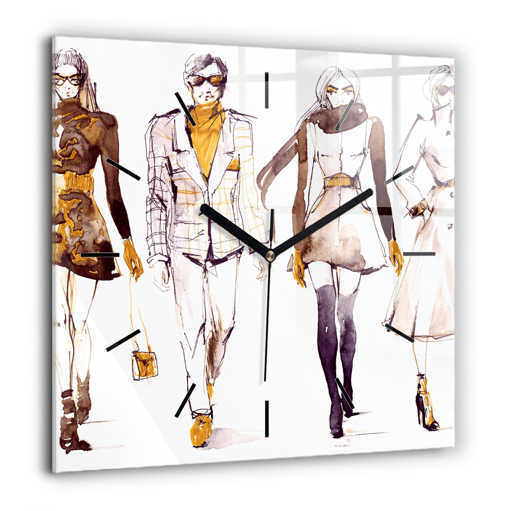 Ceas de sticlă pe perete pătrat Biciclete de oraș colorate