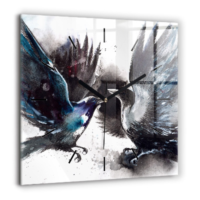 Ceas perete din sticlă pătrat Abstracția neagră