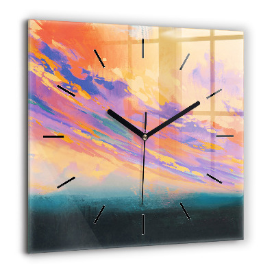 Ceas perete din sticlă pătrat Libertatea și natura păsărilor