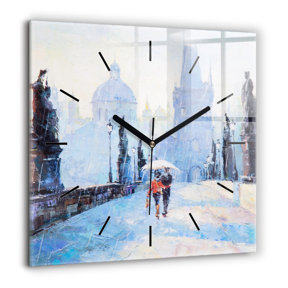 Ceas pătrat de perete din sticlă Cascador și adrenalină