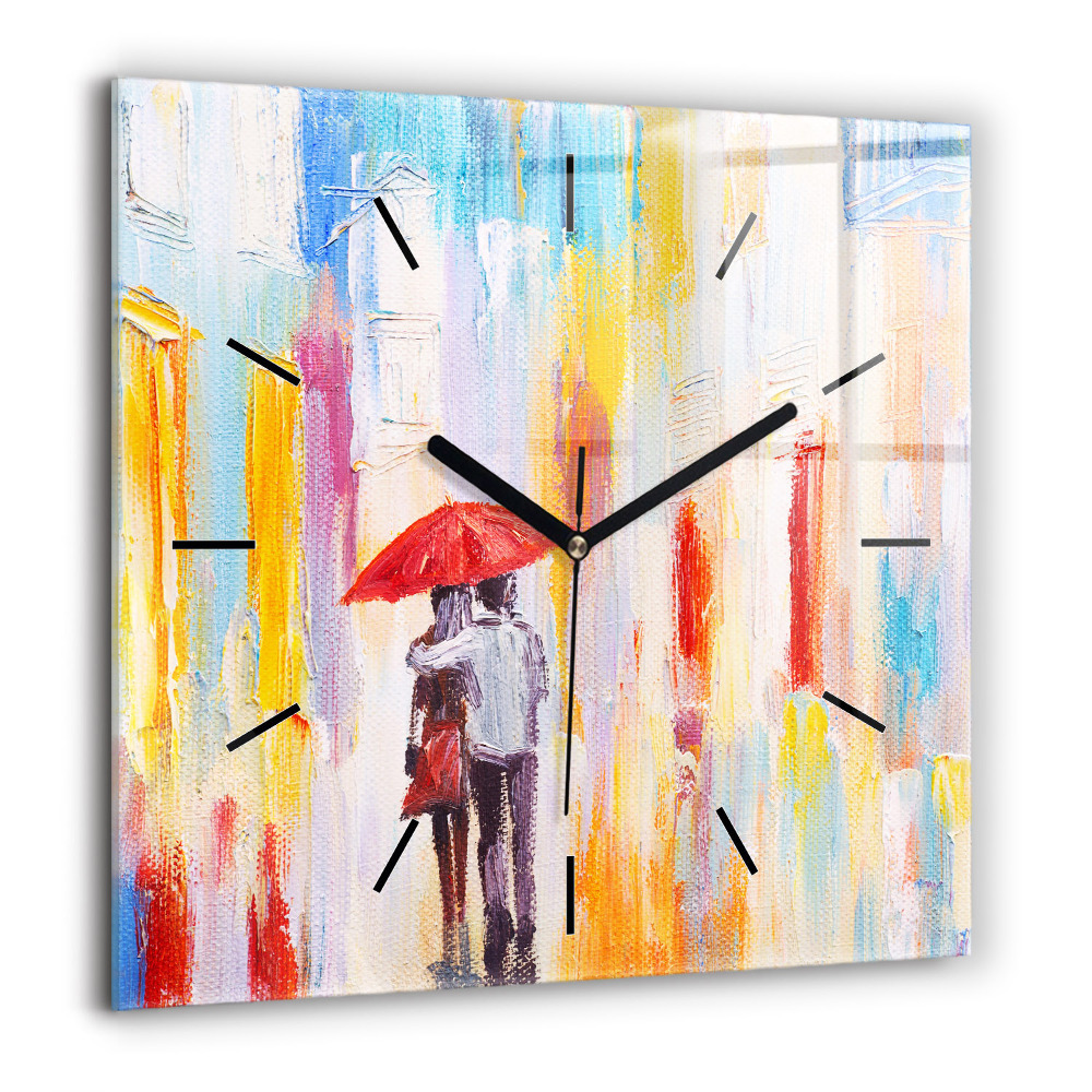 Ceas pătrat de perete din sticlă Peisaj de vârfuri muntoase