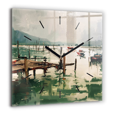 Ceas perete din sticlă pătrat Linii abstracte