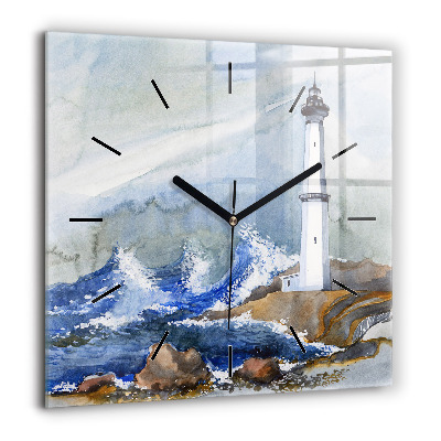 Ceas din sticlă pătrat Ilustrație cu bufnițe și ceas