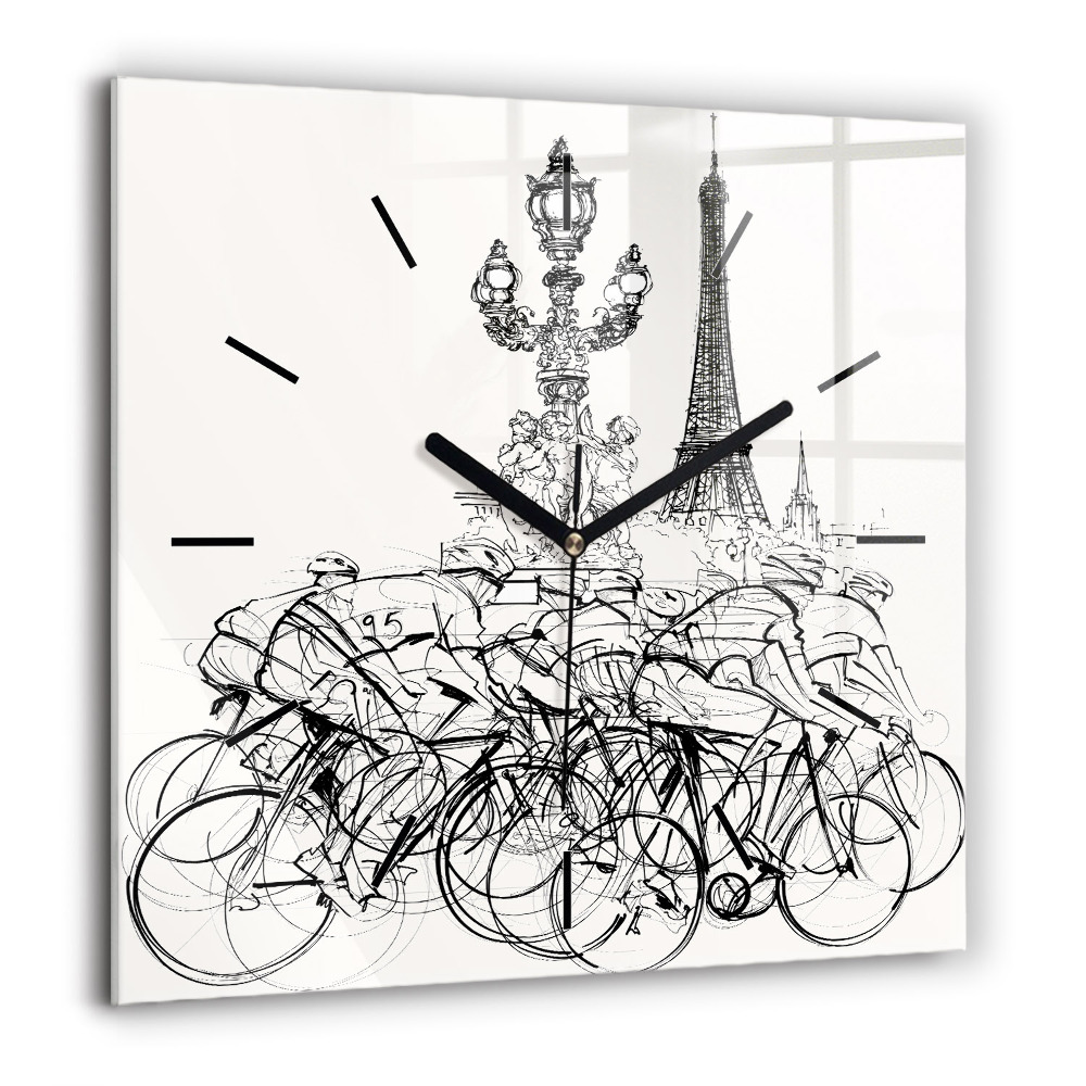 Ceas pătrat de perete din sticlă Oameni în acuarelă