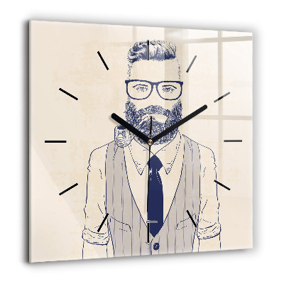 Ceas perete din sticlă pătrat Textura geometrică