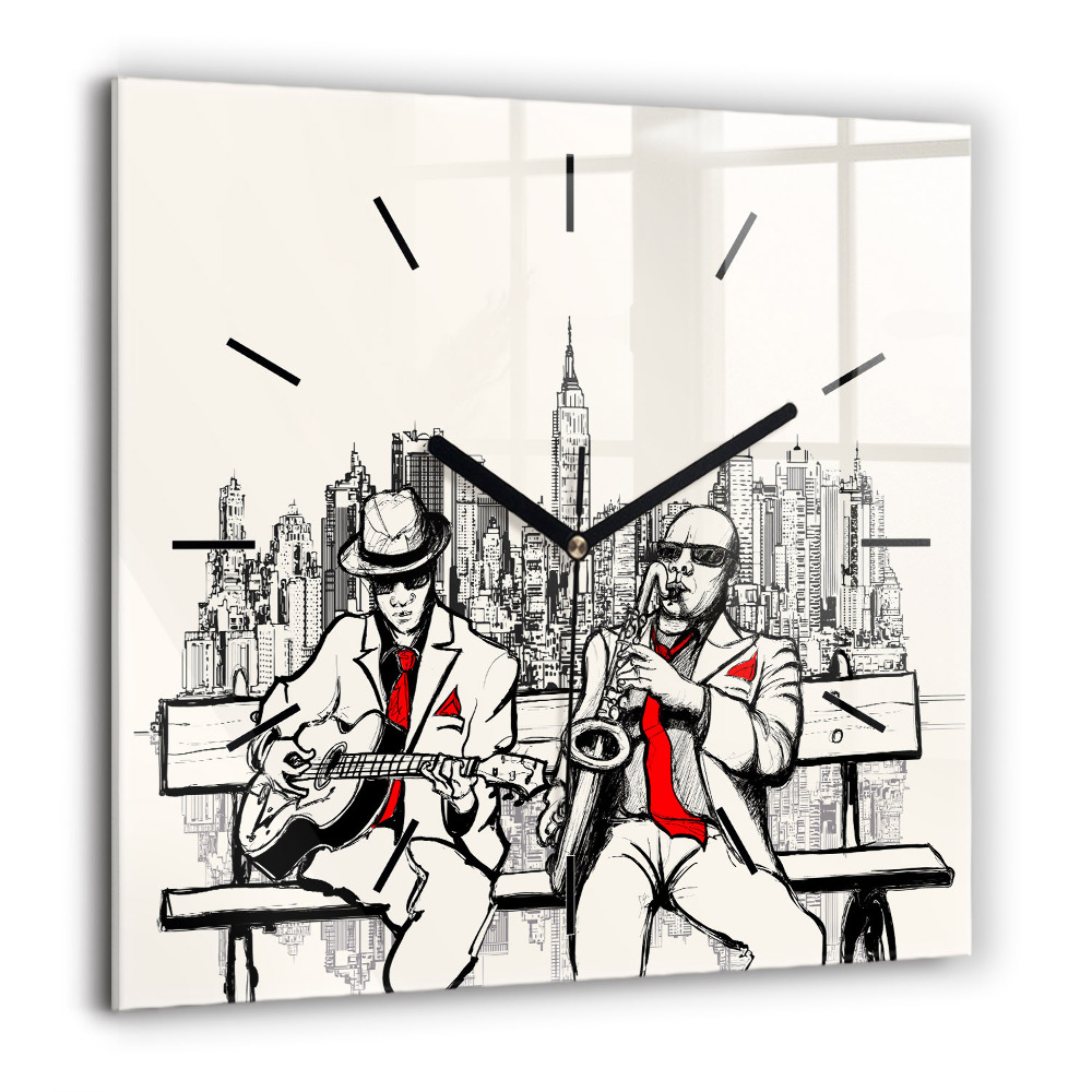 Ceas de sticlă pe perete pătrat Frame de frunze