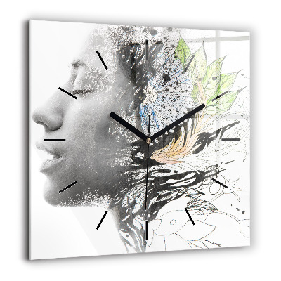 Ceas din sticlă pătrat Harta lumii acuarela