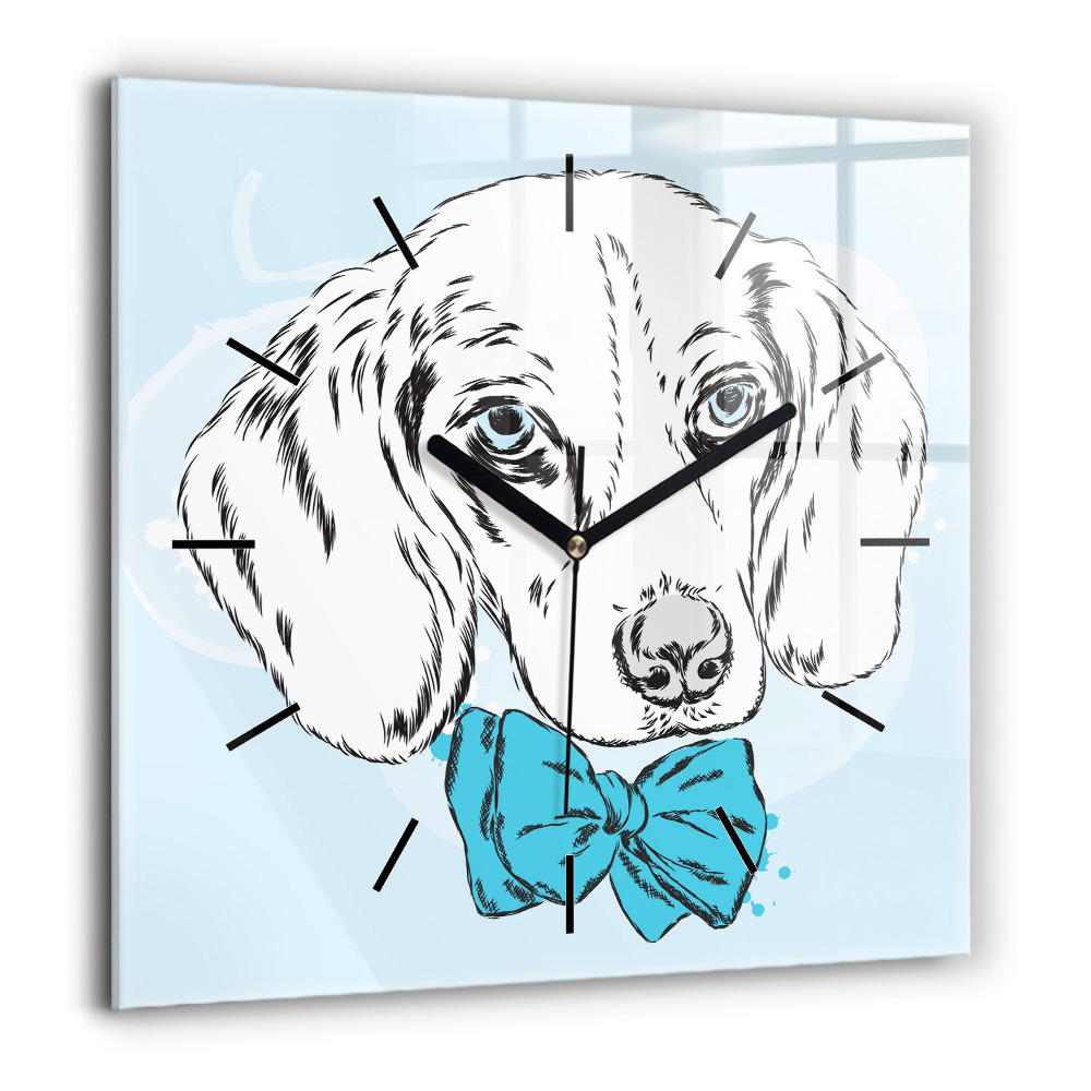 Ceas perete din sticlă pătrat Frunze albastre