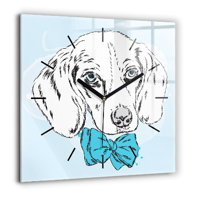 Ceas perete din sticlă pătrat Frunze albastre