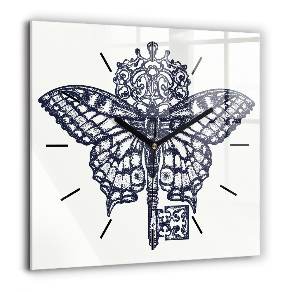 Ceas pătrat de perete din sticlă Un oraș în stil cyberpunk