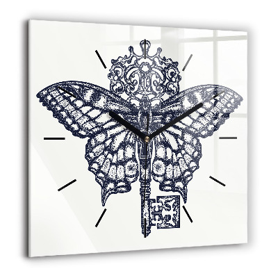 Ceas pătrat de perete din sticlă Un oraș în stil cyberpunk