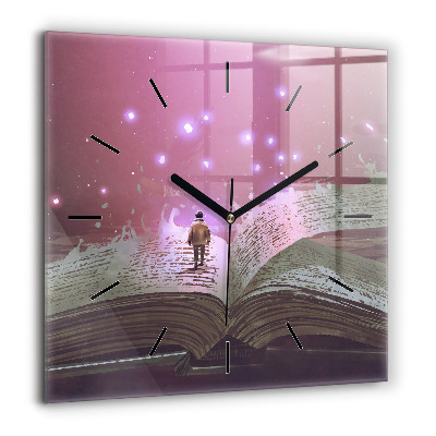 Ceas din sticlă pătrat Flori roșii