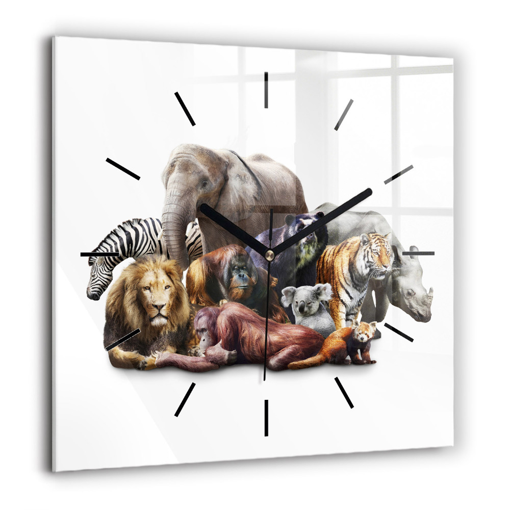 Ceas din sticlă pătrat Profilul unui lup pictat