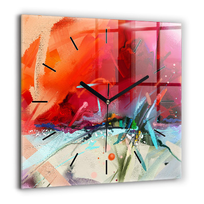 Ceas de sticlă pe perete pătrat Un pahar de vin roșu