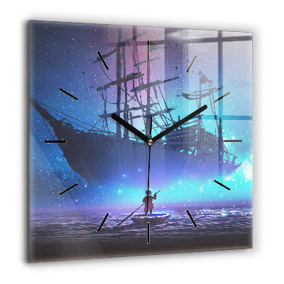 Ceas de sticlă pe perete pătrat Flori înflorite mame