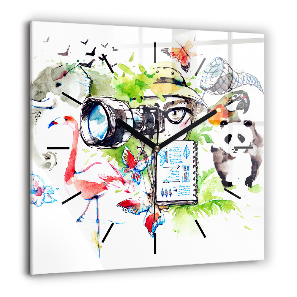 Ceas pătrat de perete din sticlă Flori ce înfloresc