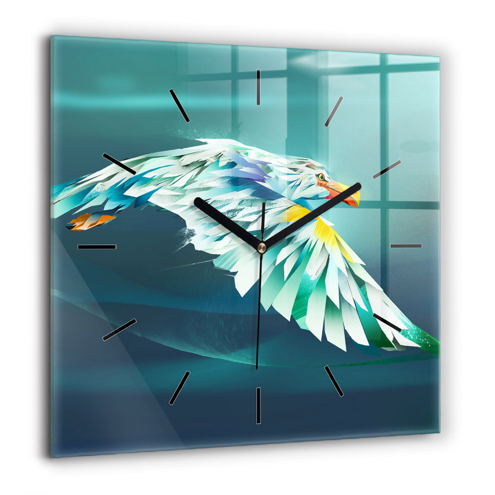 Ceas pătrat de perete din sticlă Limbajul corpului leului sălbatic