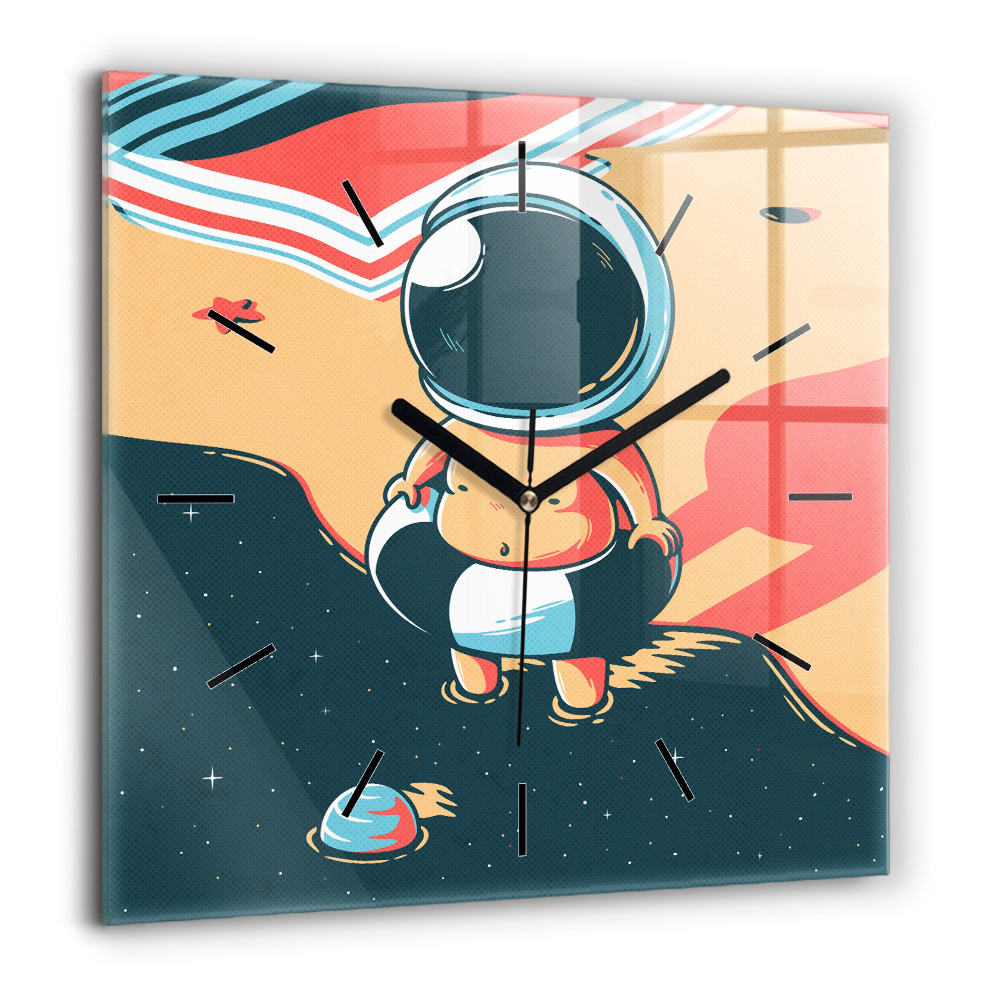 Ceas pătrat de perete din sticlă Lemn pastel