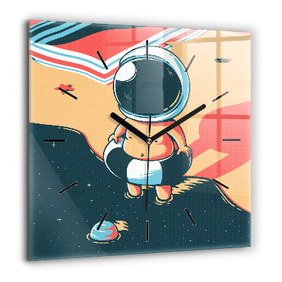 Ceas pătrat de perete din sticlă Lemn pastel