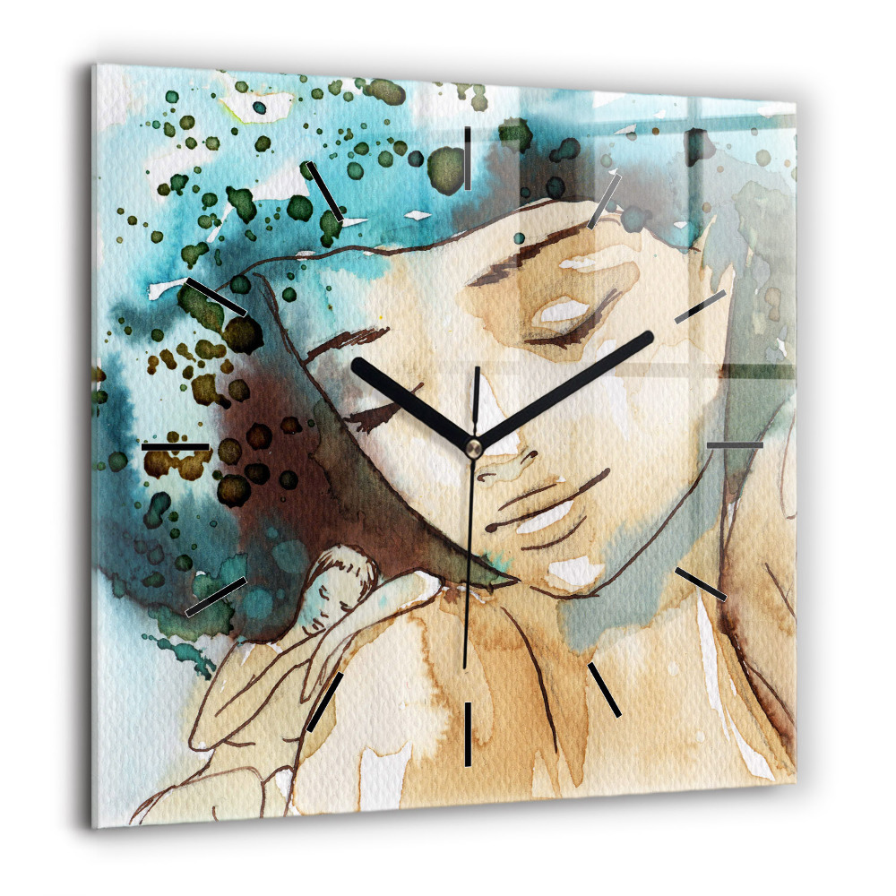 Ceas din sticlă pătrat Harta lumii acuarela