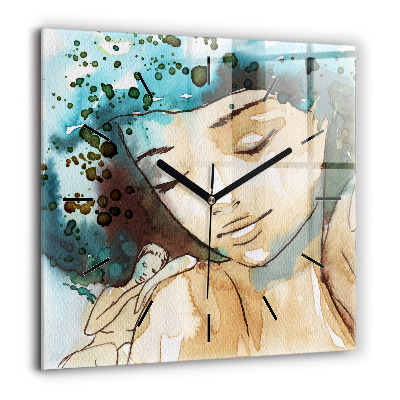 Ceas din sticlă pătrat Harta lumii acuarela