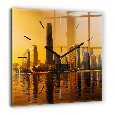 Ceas de sticlă pe perete pătrat Scoici pe plajă