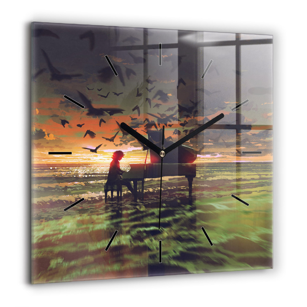 Ceas din sticlă pătrat Trandafiri abstracti