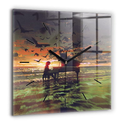 Ceas din sticlă pătrat Trandafiri abstracti