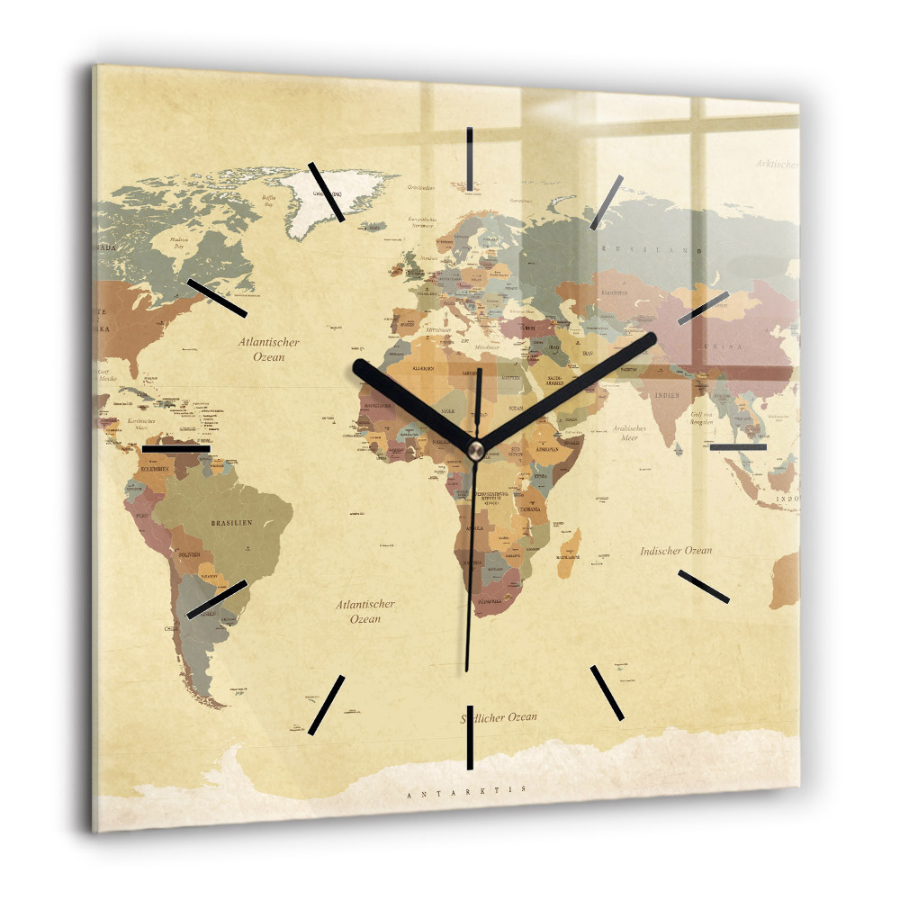 Ceas perete din sticlă pătrat Lemn zgâriat