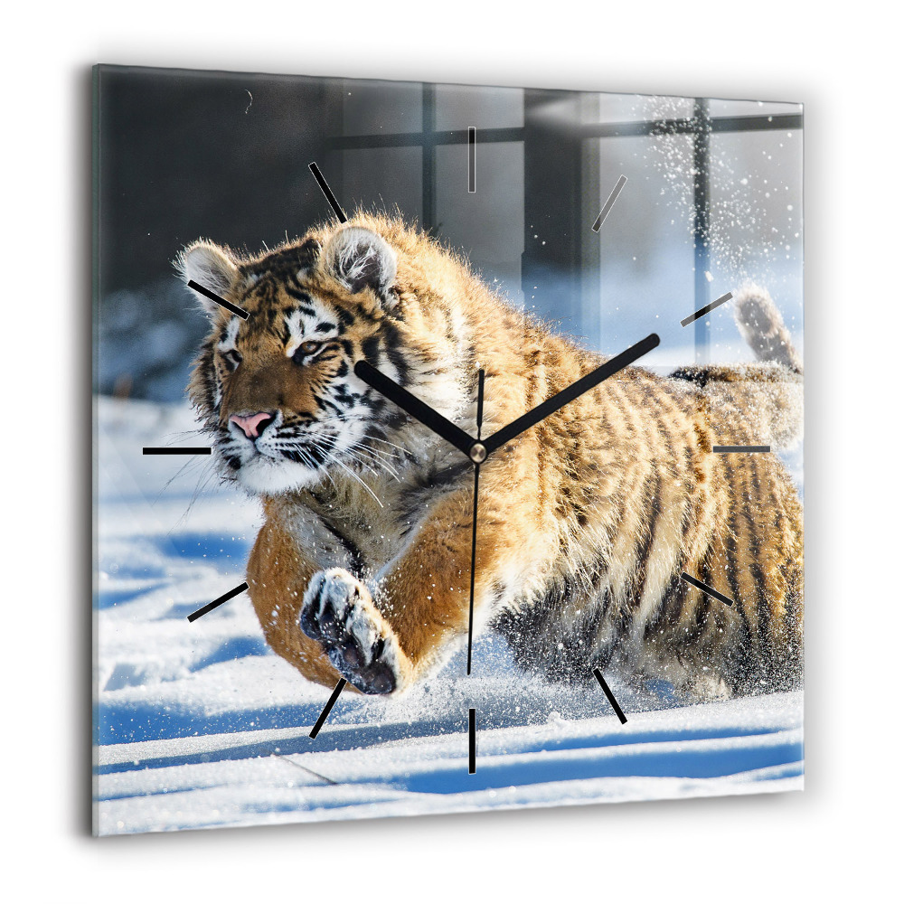 Ceas perete din sticlă pătrat Omul la aeroport