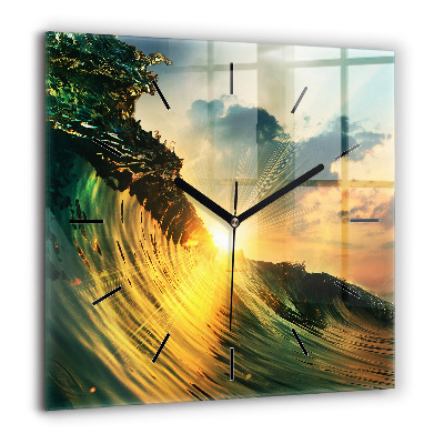 Ceas pătrat de perete din sticlă Vedere asupra munților din Islanda