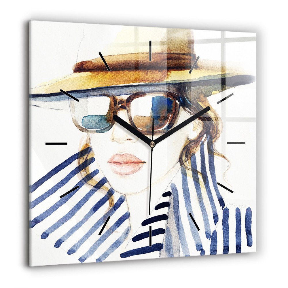 Ceas de sticlă pe perete pătrat Textura de piată de marbleă