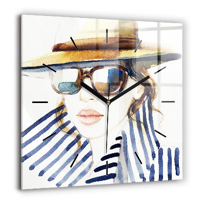 Ceas de sticlă pe perete pătrat Textura de piată de marbleă